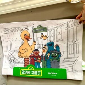 Sesame Street Table Placemats Set Of 6 - 13 X 19"